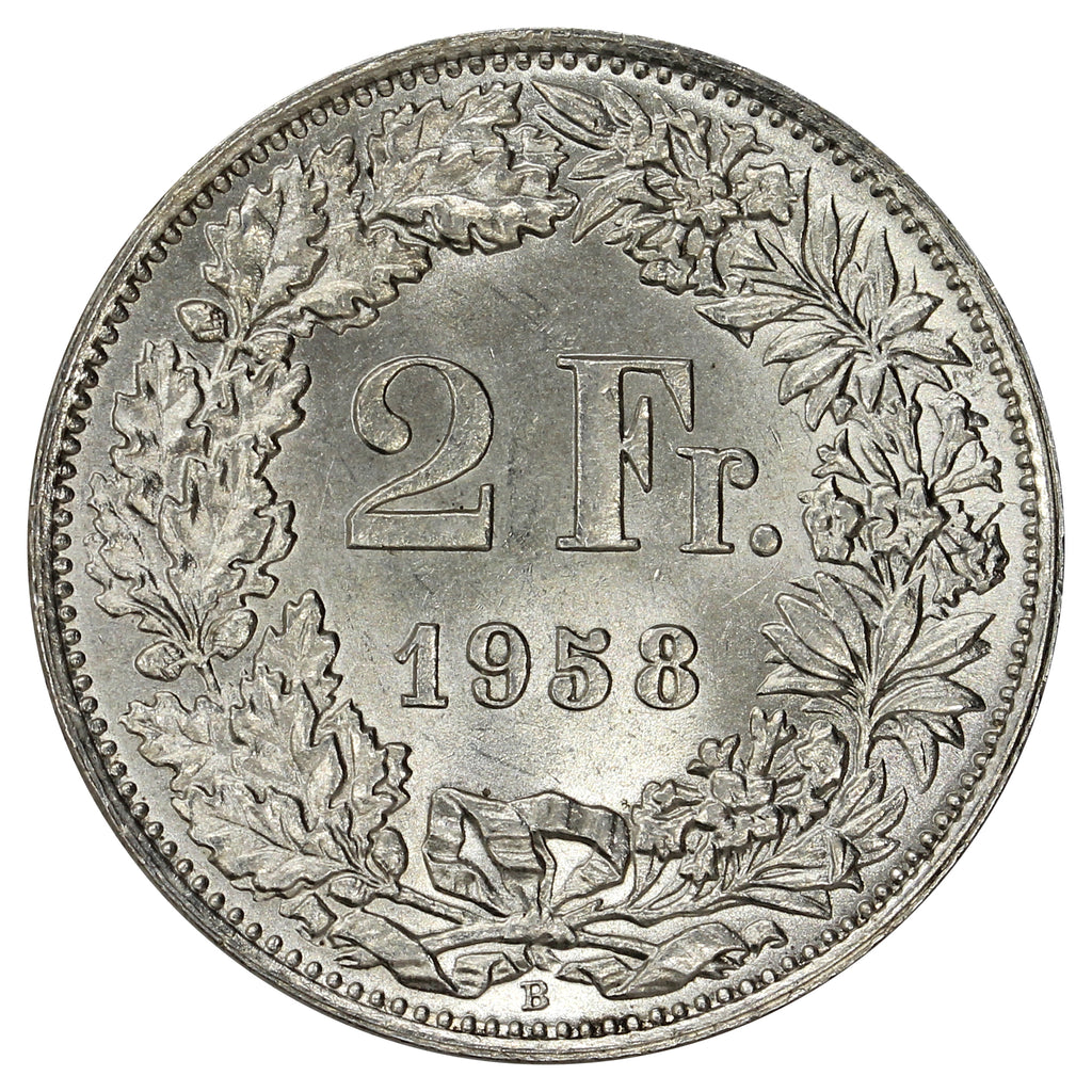 Switzerland 1958B 2 Francs Brilliant Uncirculated (MS63)