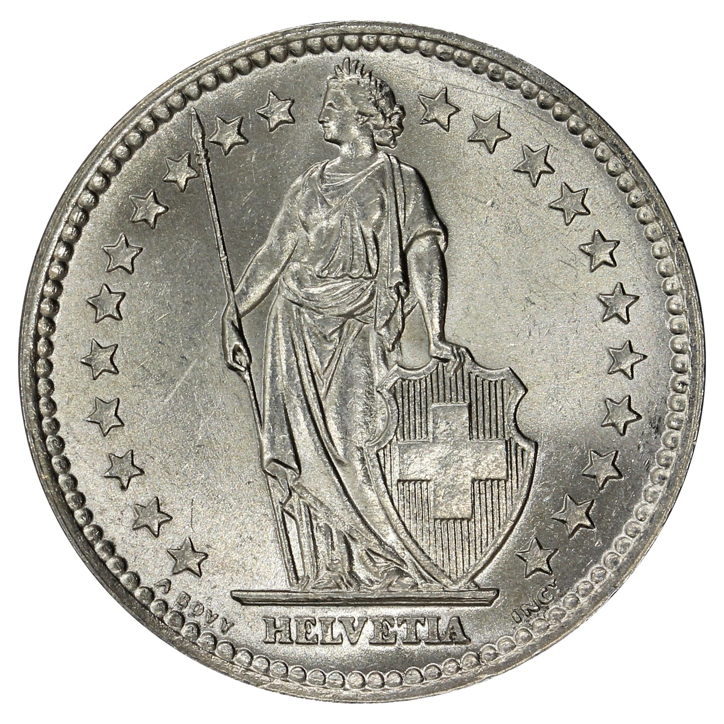 Switzerland 1958B 2 Francs Brilliant Uncirculated (MS63)