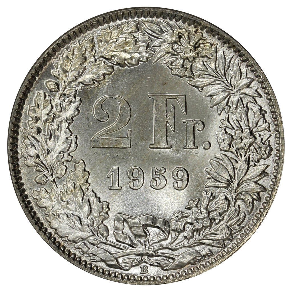 Switzerland 1959B 2 Francs Brilliant Uncirculated (MS63)