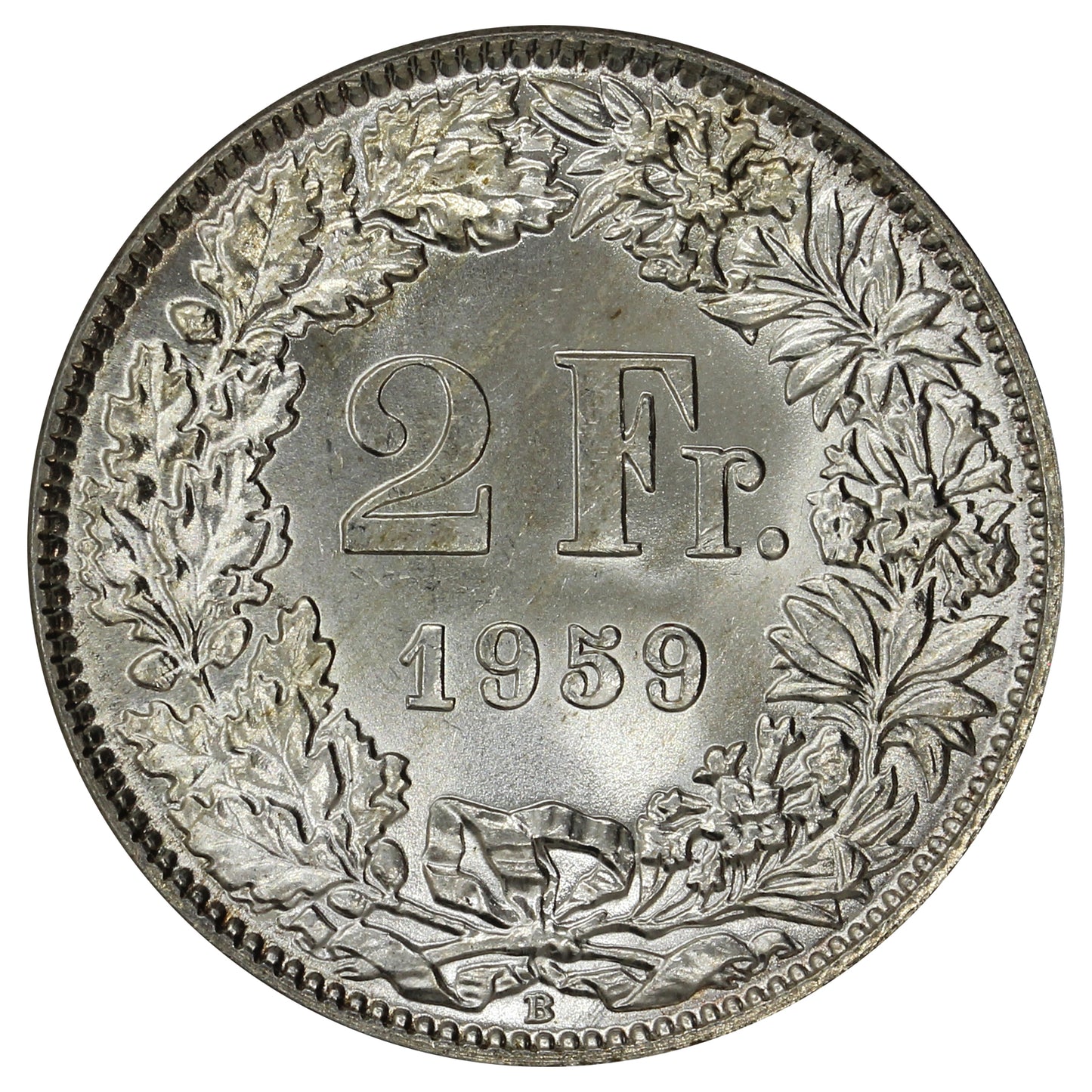 Switzerland 1959B 2 Francs Brilliant Uncirculated (MS63)