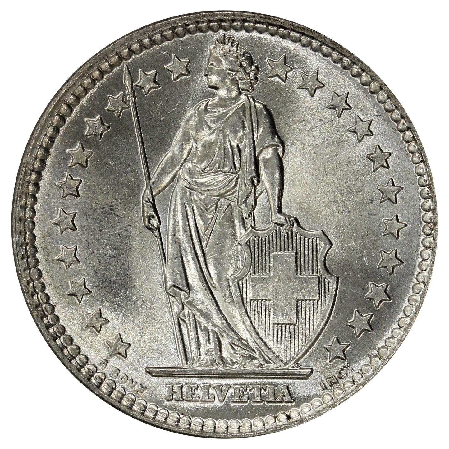 Switzerland 1959B 2 Francs Brilliant Uncirculated (MS63)