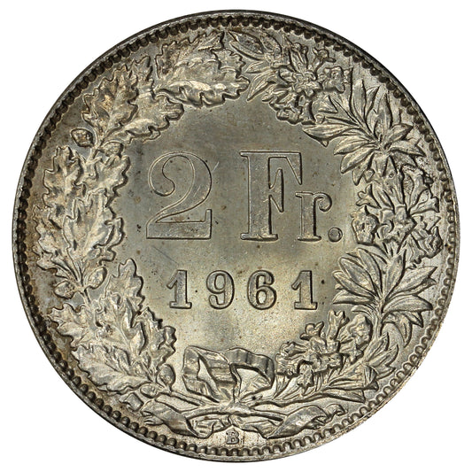 Switzerland 1961B 2 Francs Brilliant Uncirculated (MS63)