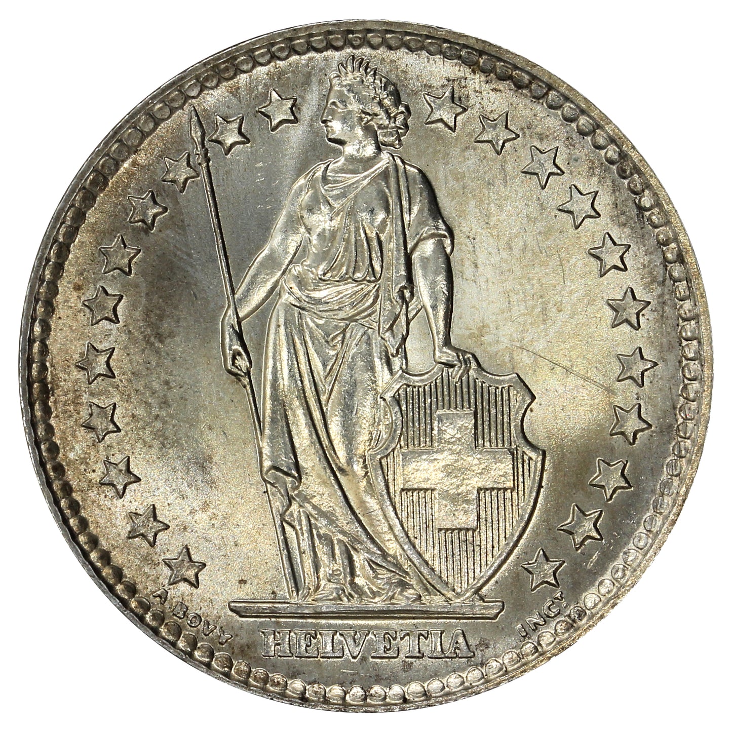 Switzerland 1961B 2 Francs Brilliant Uncirculated (MS63)