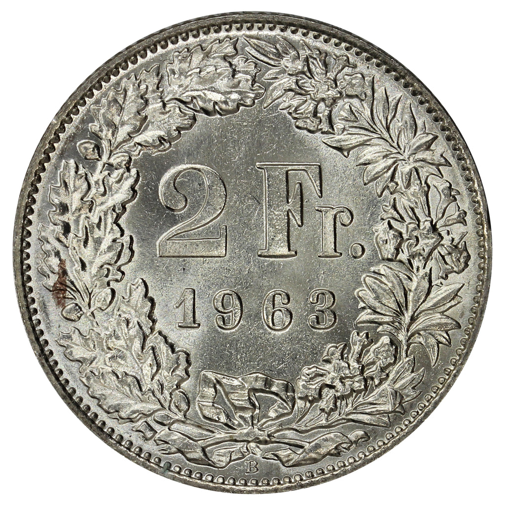 Switzerland 1963B 2 Francs Brilliant Uncirculated (MS63)