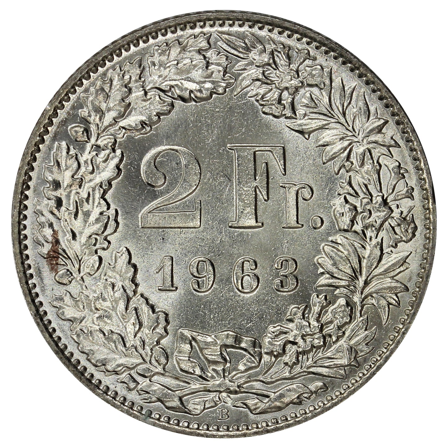Switzerland 1963B 2 Francs Brilliant Uncirculated (MS63)
