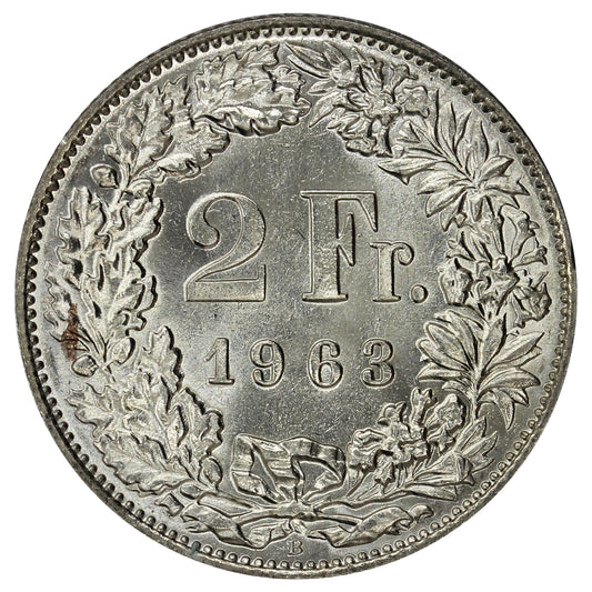 Switzerland 1963B 2 Francs Brilliant Uncirculated (MS63)