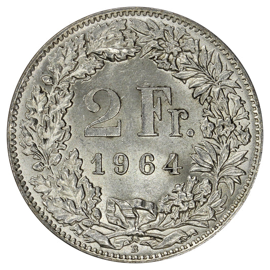 Switzerland 1964B 2 Francs Brilliant Uncirculated (MS63)