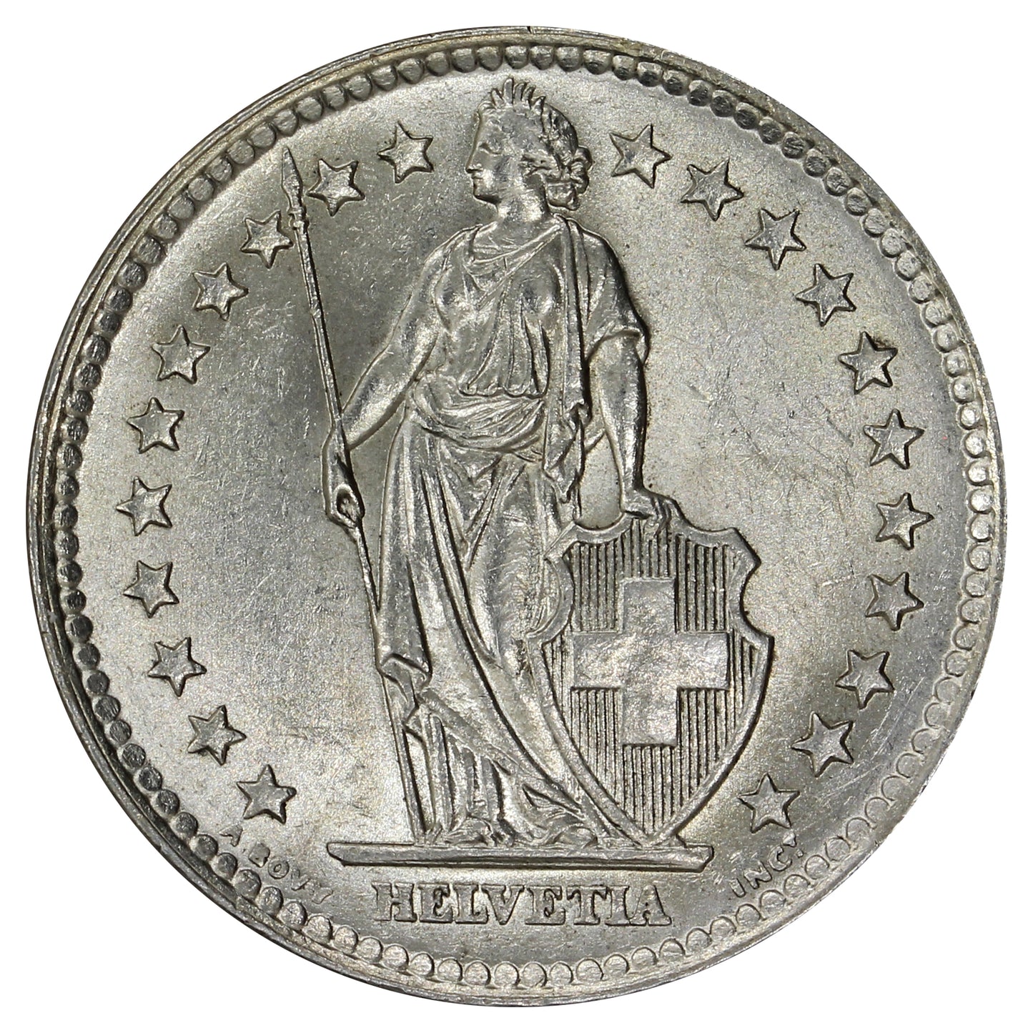 Switzerland 1964B 2 Francs Brilliant Uncirculated (MS63)