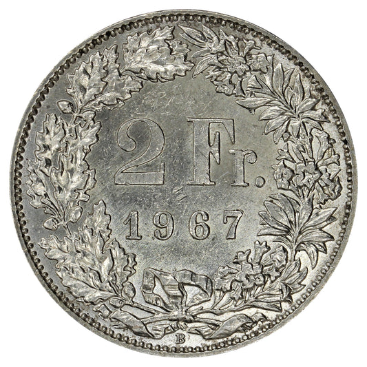 Switzerland 1967B 2 Francs Brilliant Uncirculated (MS63)