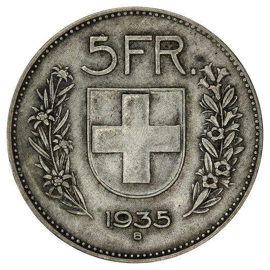 Switzerland 1935B 5 Francs VF-EF (VF30)