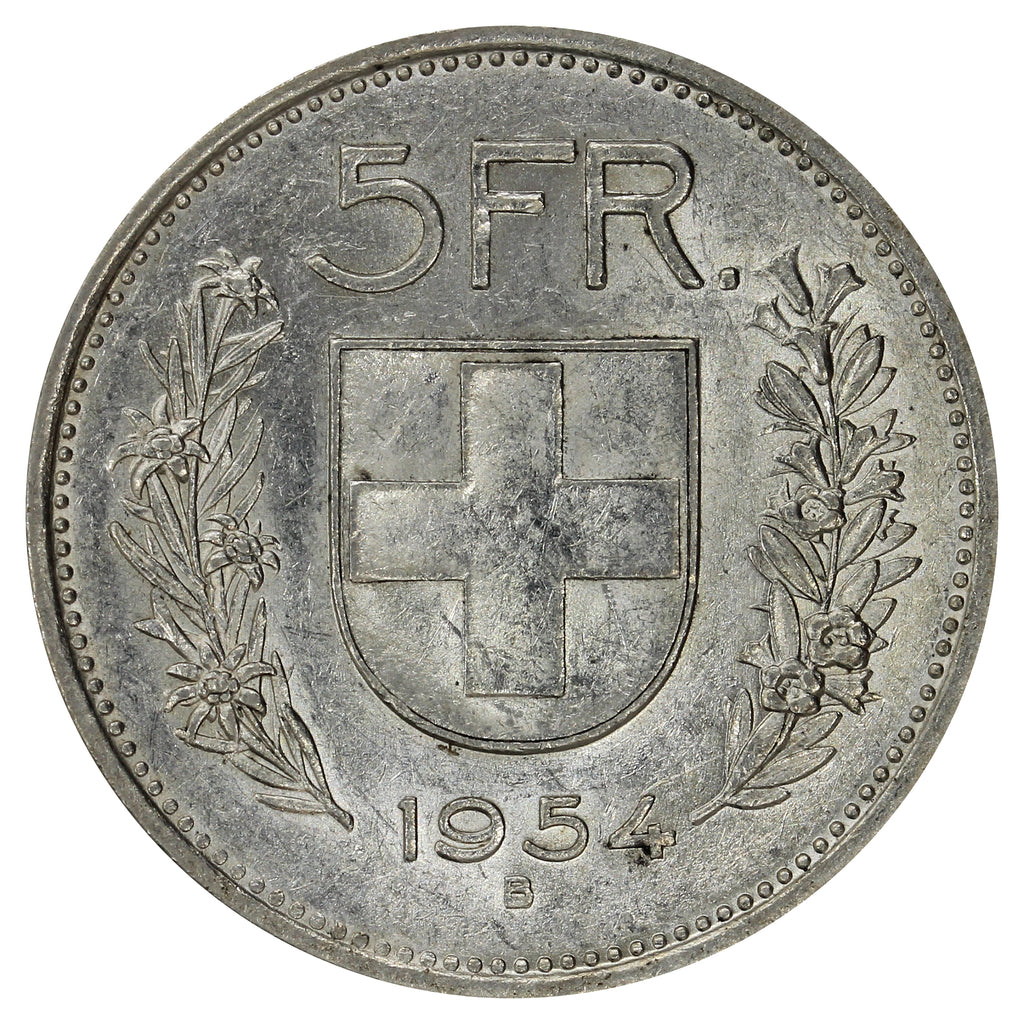 Switzerland 1954B 5 Francs Brilliant Uncirculated (MS63)