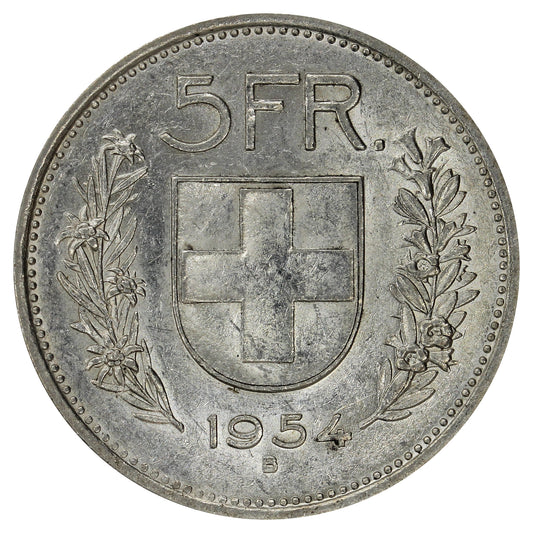 Switzerland 1954B 5 Francs Brilliant Uncirculated (MS63)