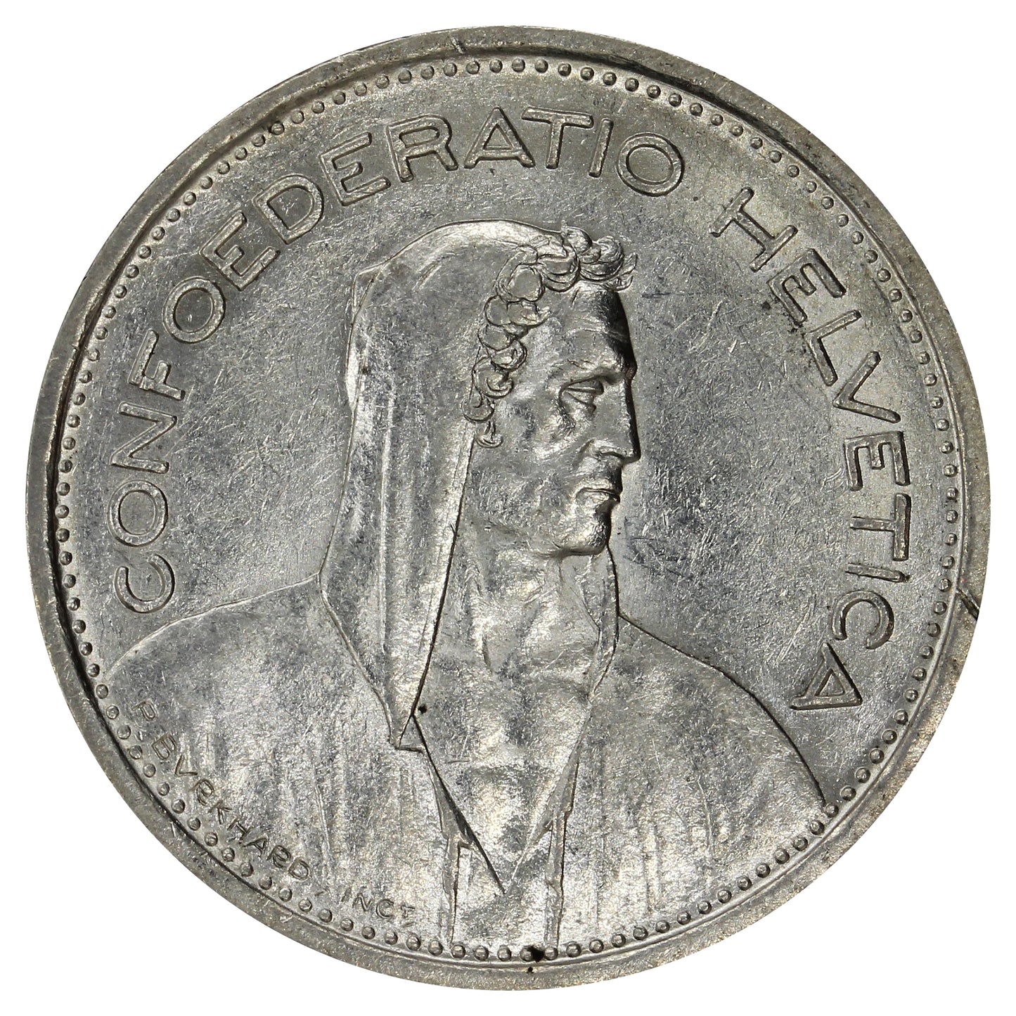 Switzerland 1954B 5 Francs Brilliant Uncirculated (MS63)