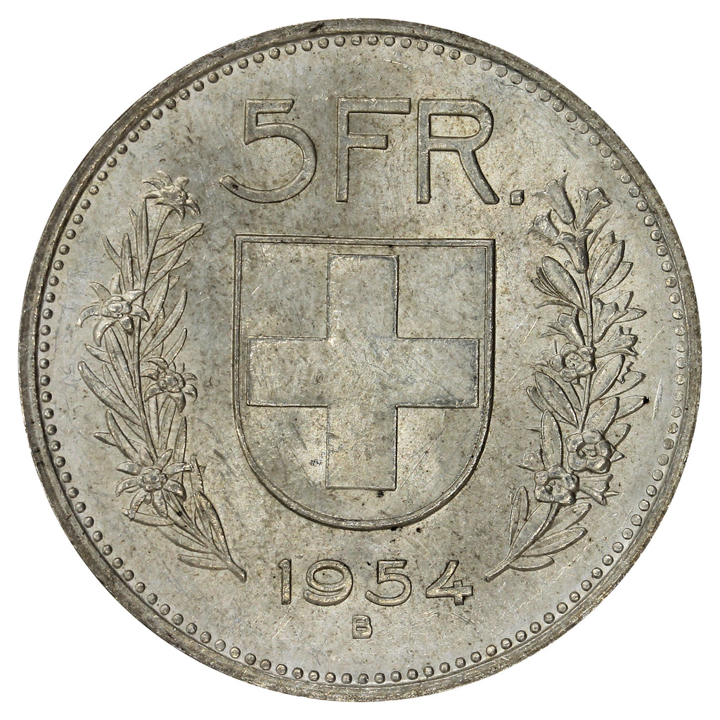 Switzerland 1954B 5 Francs Uncirculated (MS60)