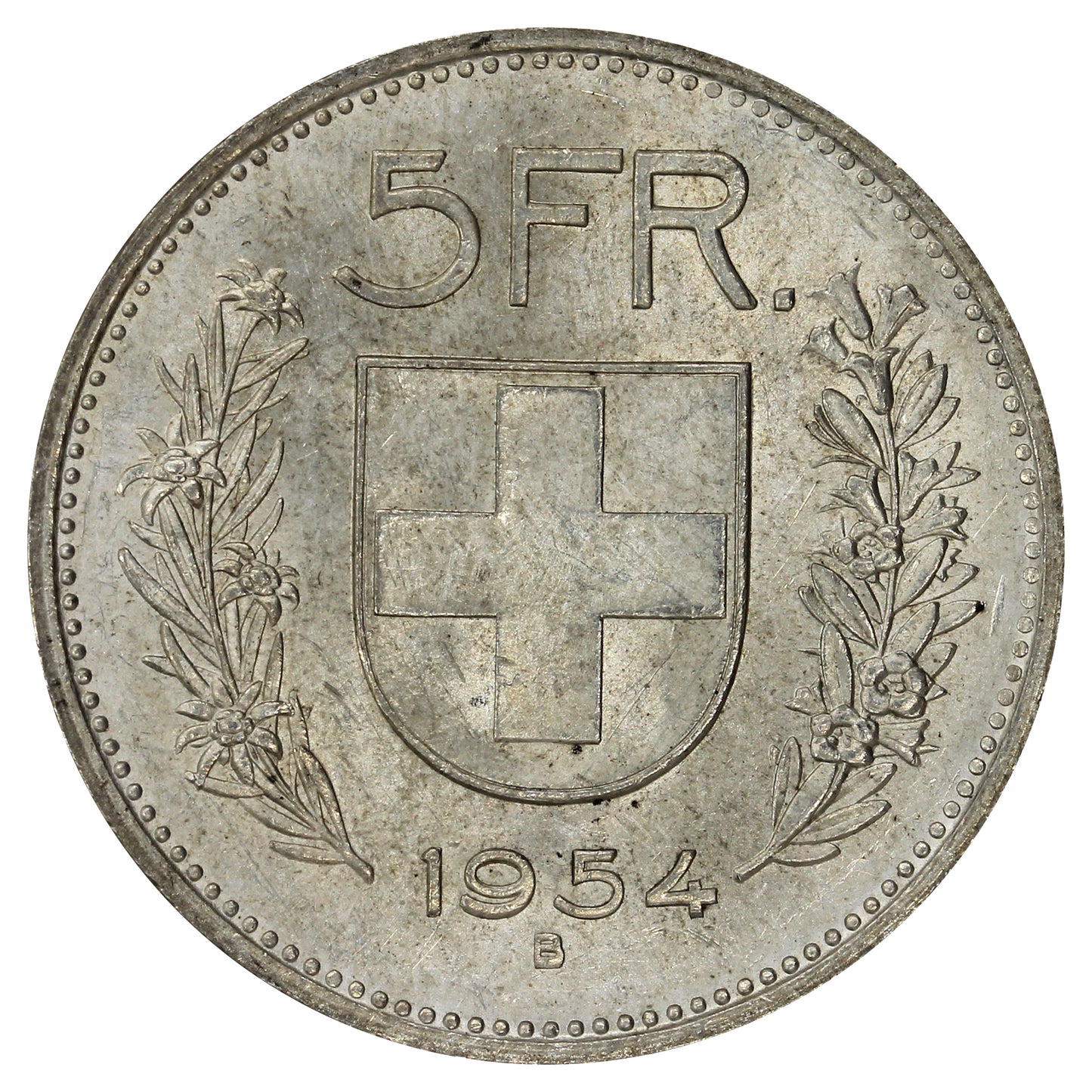Switzerland 1954B 5 Francs Uncirculated (MS60)