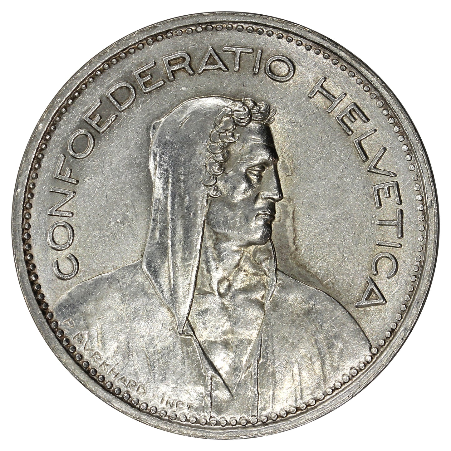 Switzerland 1966B 5 Francs Brilliant Uncirculated (MS63)