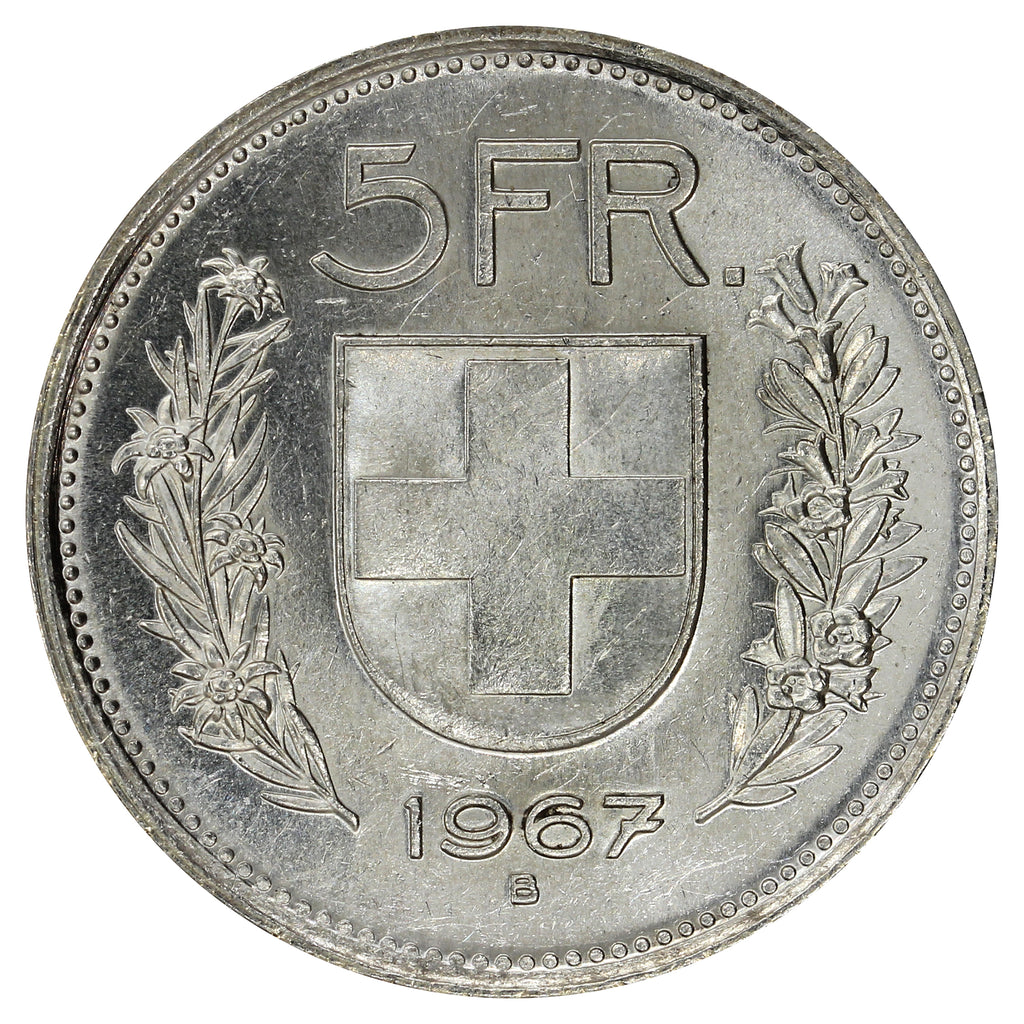 Switzerland 1967B 5 Francs UNC+ (MS62)