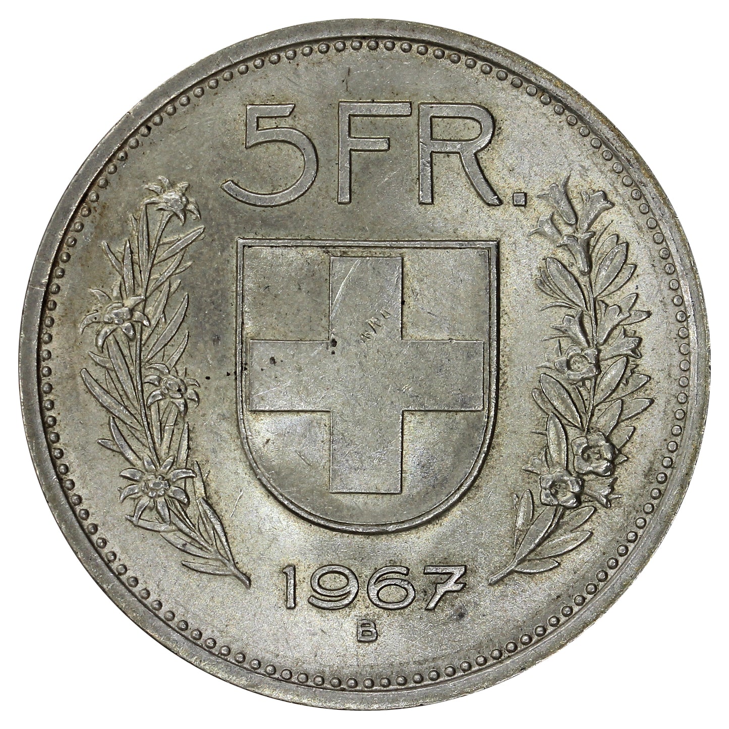Switzerland 1967B 5 Francs Uncirculated (MS60)