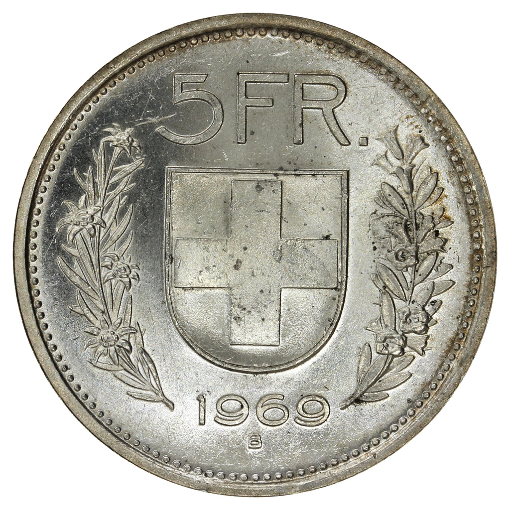 Switzerland 1969B 5 Francs Choice Brilliant Uncirculated (MS64)