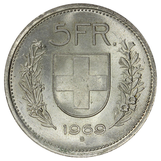 Switzerland 1969B 5 Francs Uncirculated (MS60)