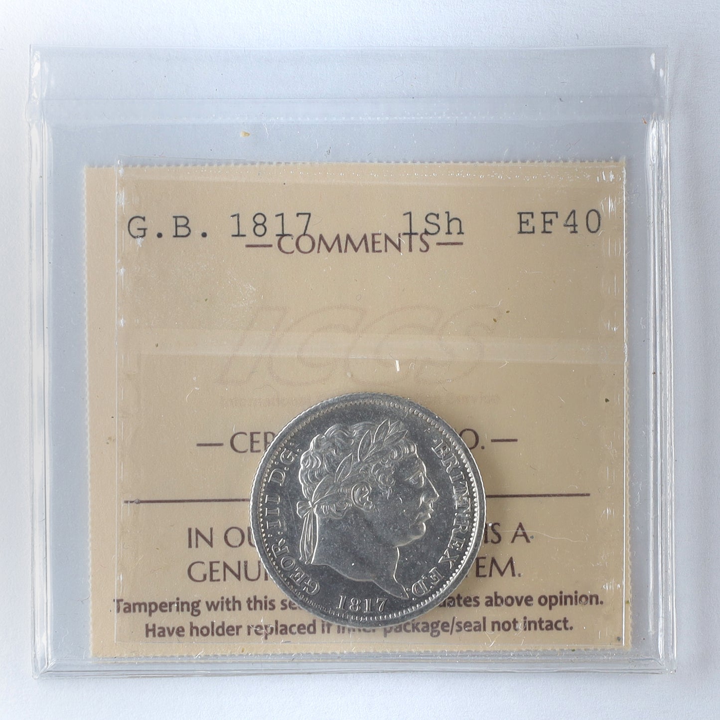 Great Britain 1817 George III Shilling ICCS Certified EF40