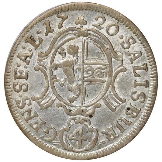 Austria 1720 Salzburg 4 Kruzer AU-UNC (AU55) $