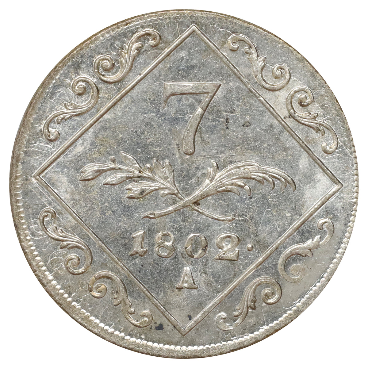 Austria 1802A Franz II 7 Kreuzer Brilliant Uncirculated (MS63) $