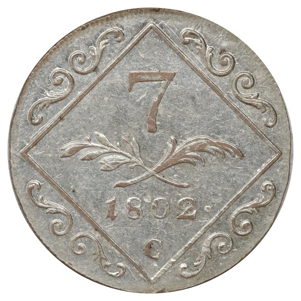 Austria 1802C Franz II 7 Kreuzer Almost Uncirculated (AU50) $