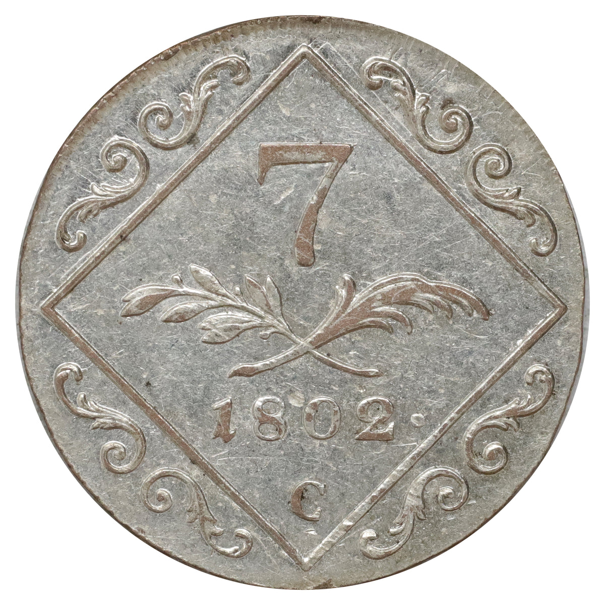 Austria 1802C Franz II 7 Kreuzer Almost Uncirculated (AU50) $