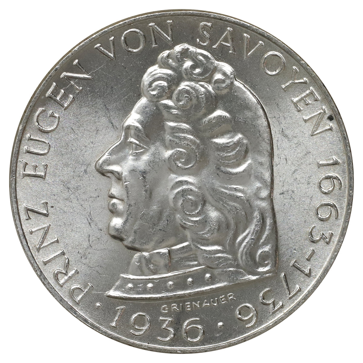 Austria 1936 Prinz Eugen Von Savoyen 2 Schillings Choice Brilliant Uncirculated (MS64)