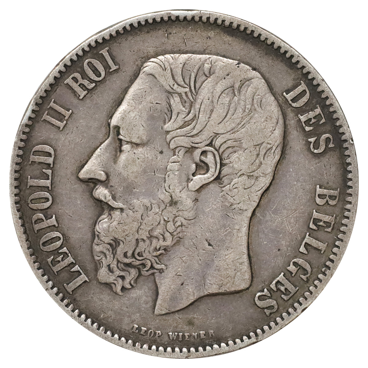 Belgium 1869 5 Francs VF-EF (VF30)
