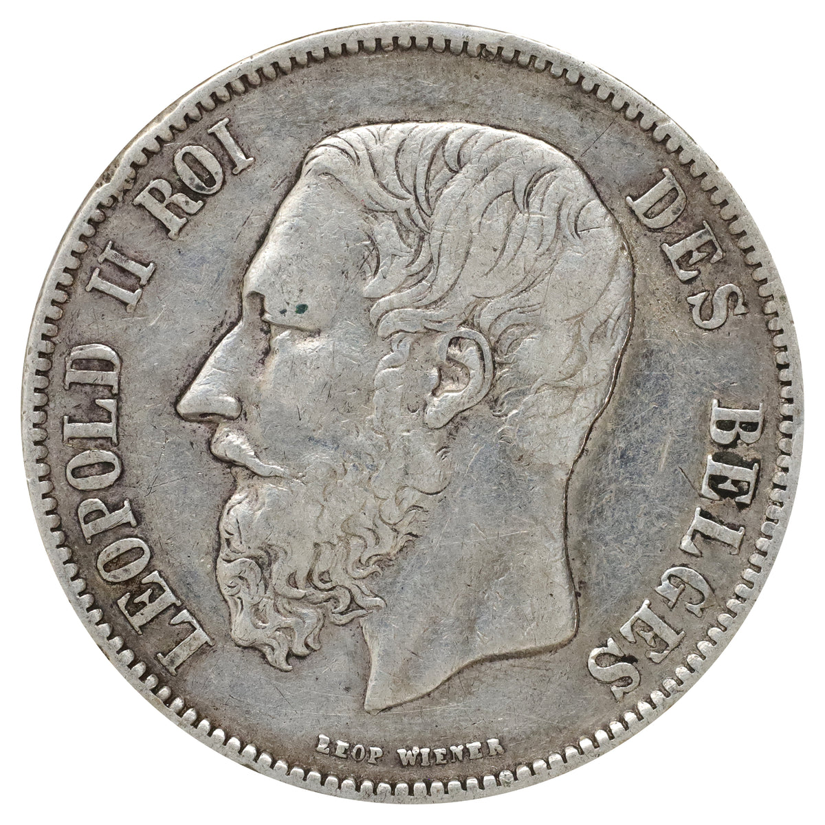 Belgium 1871 5 Francs F-VF (F15)