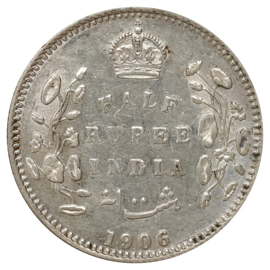 British India 1906 Half Rupee EF-AU (EF45)