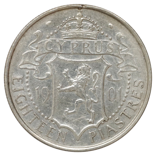 Cyprus 1901 18 Piastres VF-EF (VF30)