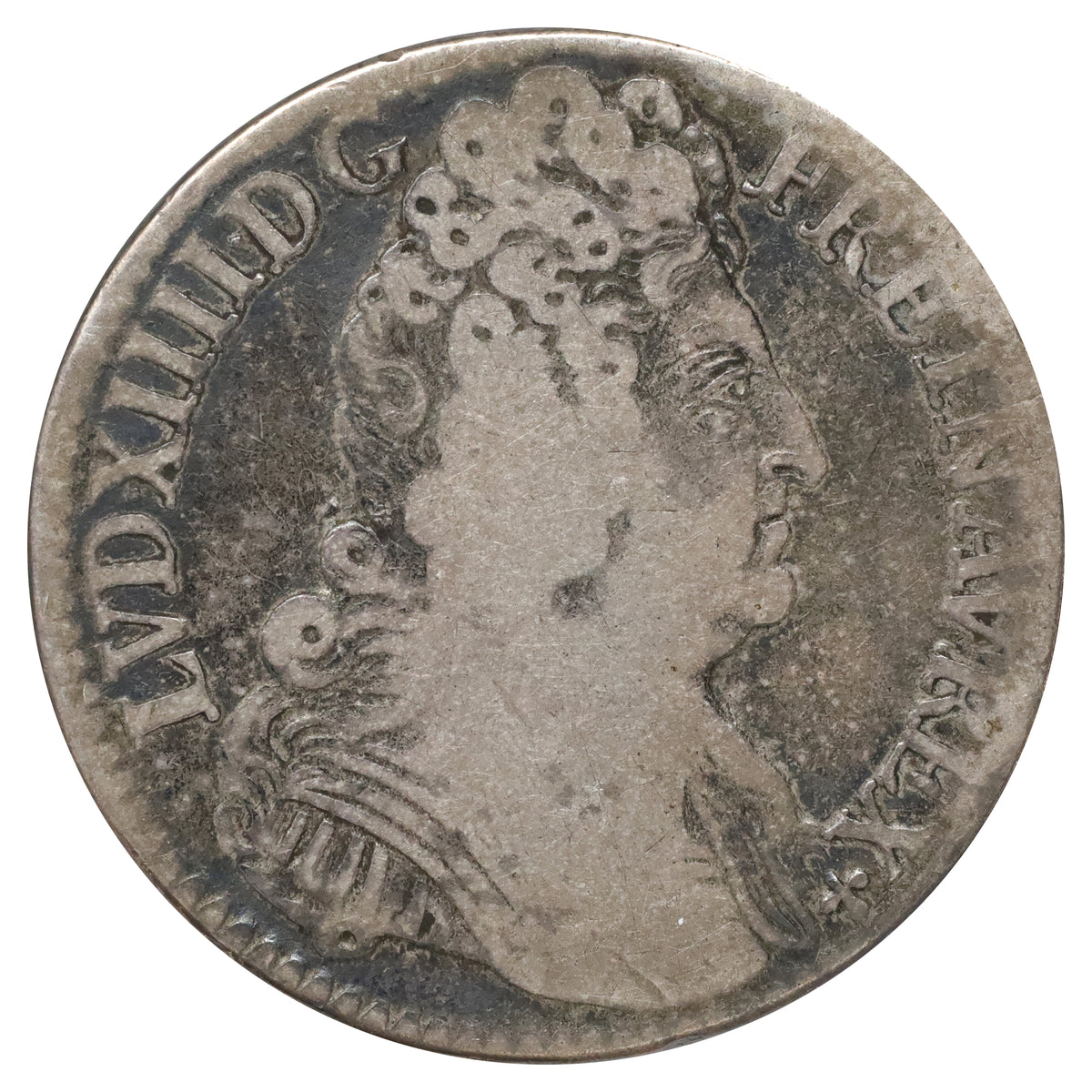 France 1709A Louis XIV 1/2 Ecu F-VF (F15)