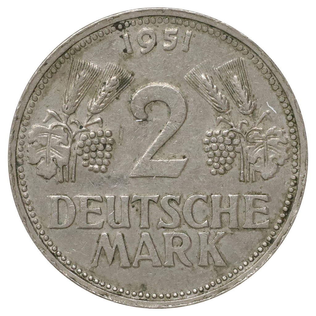 German Federal Republic 1951G 2 Marks Extra Fine (EF40)