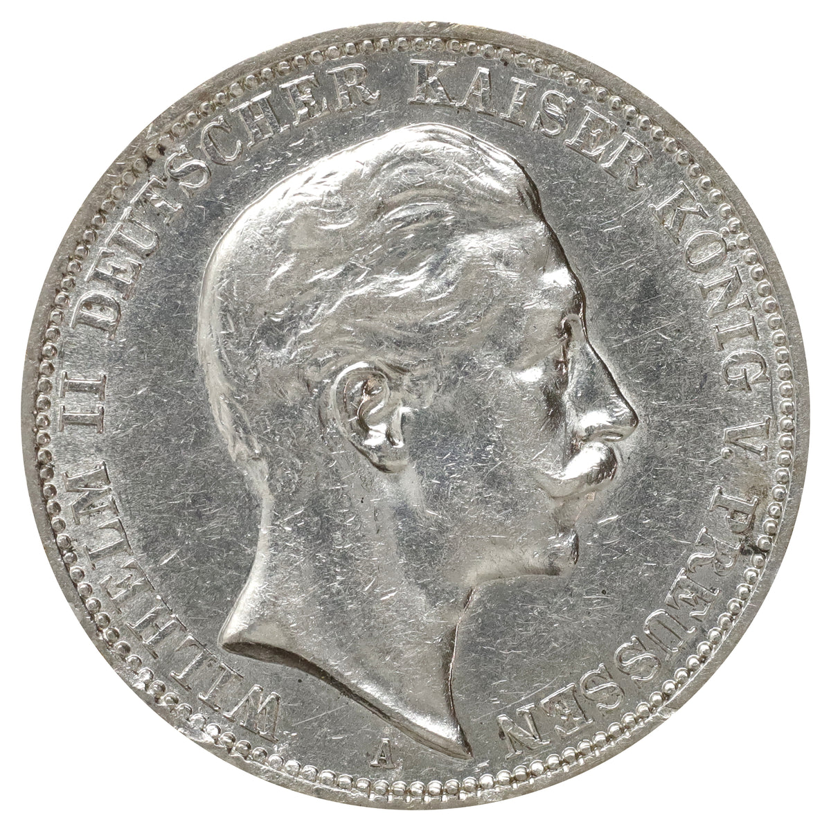 German States 1912A Prussia 3 Marks Almost Uncirculated (AU50)