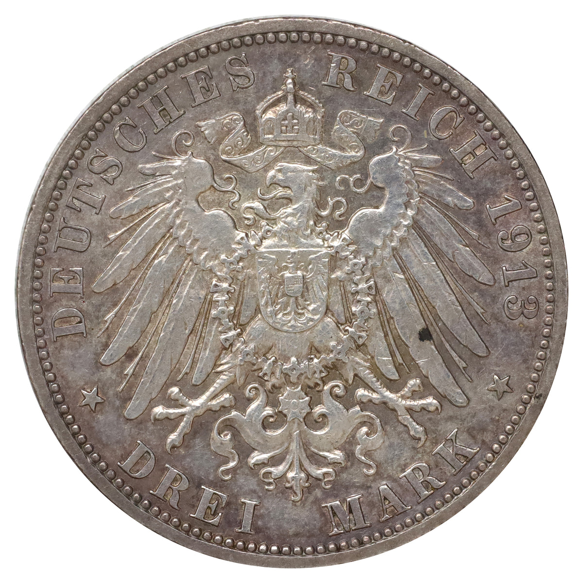 German States 1913A Prussia 25th Anniversary Wilhelm II 3 Marks Extra Fine (EF40)