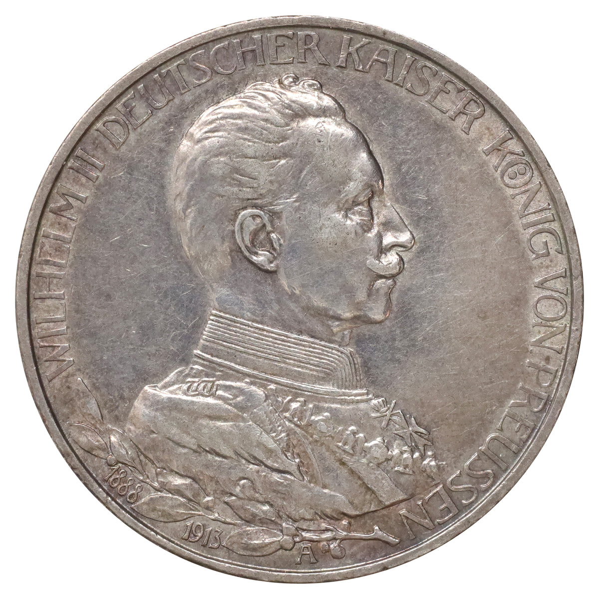 German States 1913A Prussia 25th Anniversary Wilhelm II 3 Marks Extra Fine (EF40)