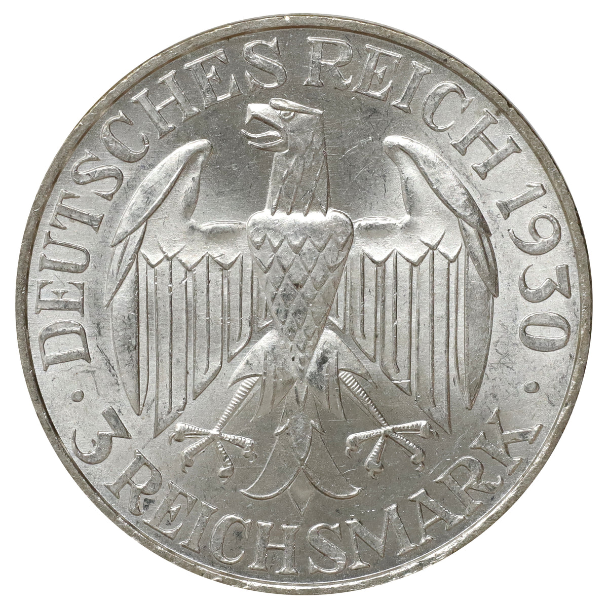 German Weimar Republic 1930A Graf Zeppelin 3 Marks Brilliant Uncirculated (MS63)