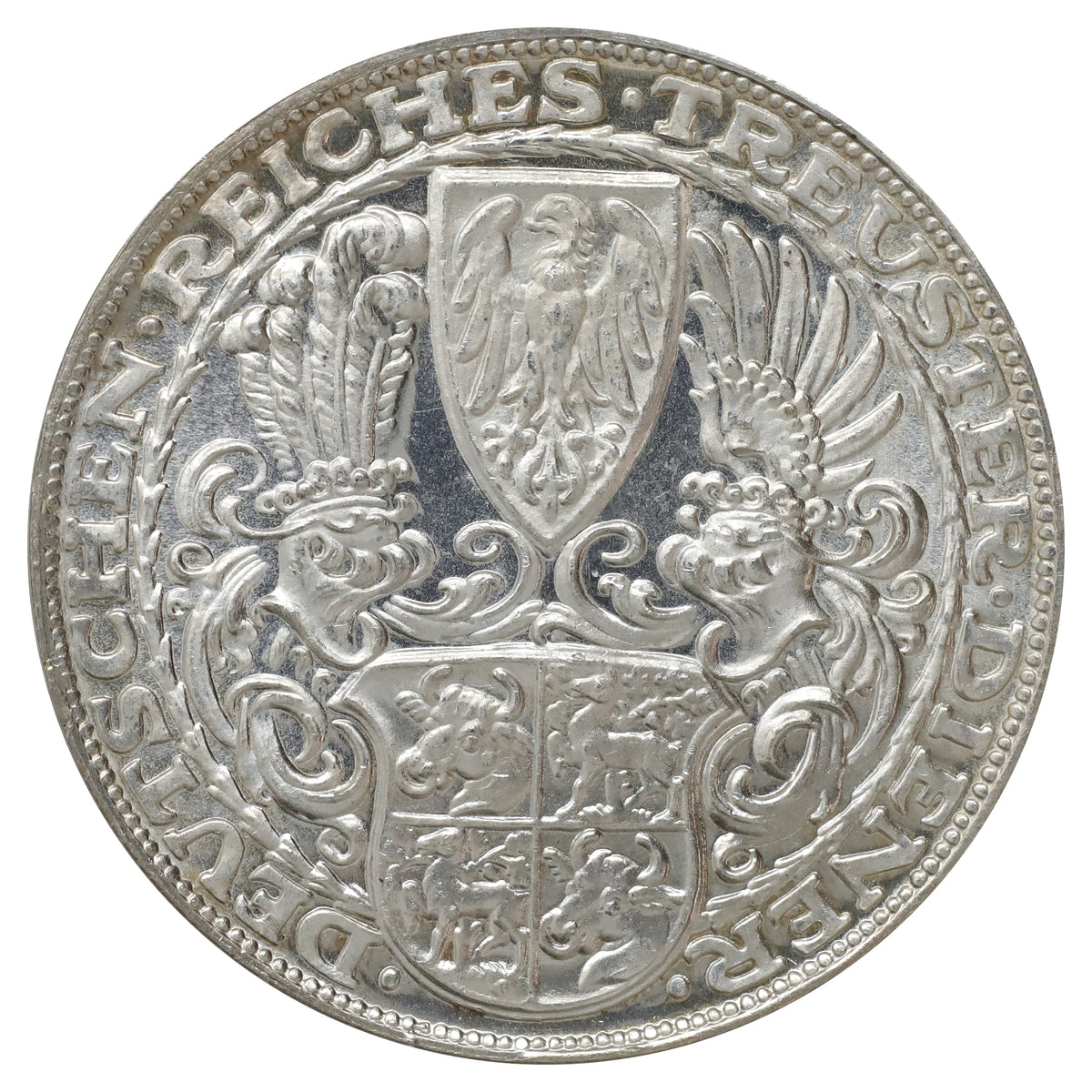 German Weimar Republic 1927D Medal Hindenburg 5 Marks Choice Brilliant Uncirculated (MS64)