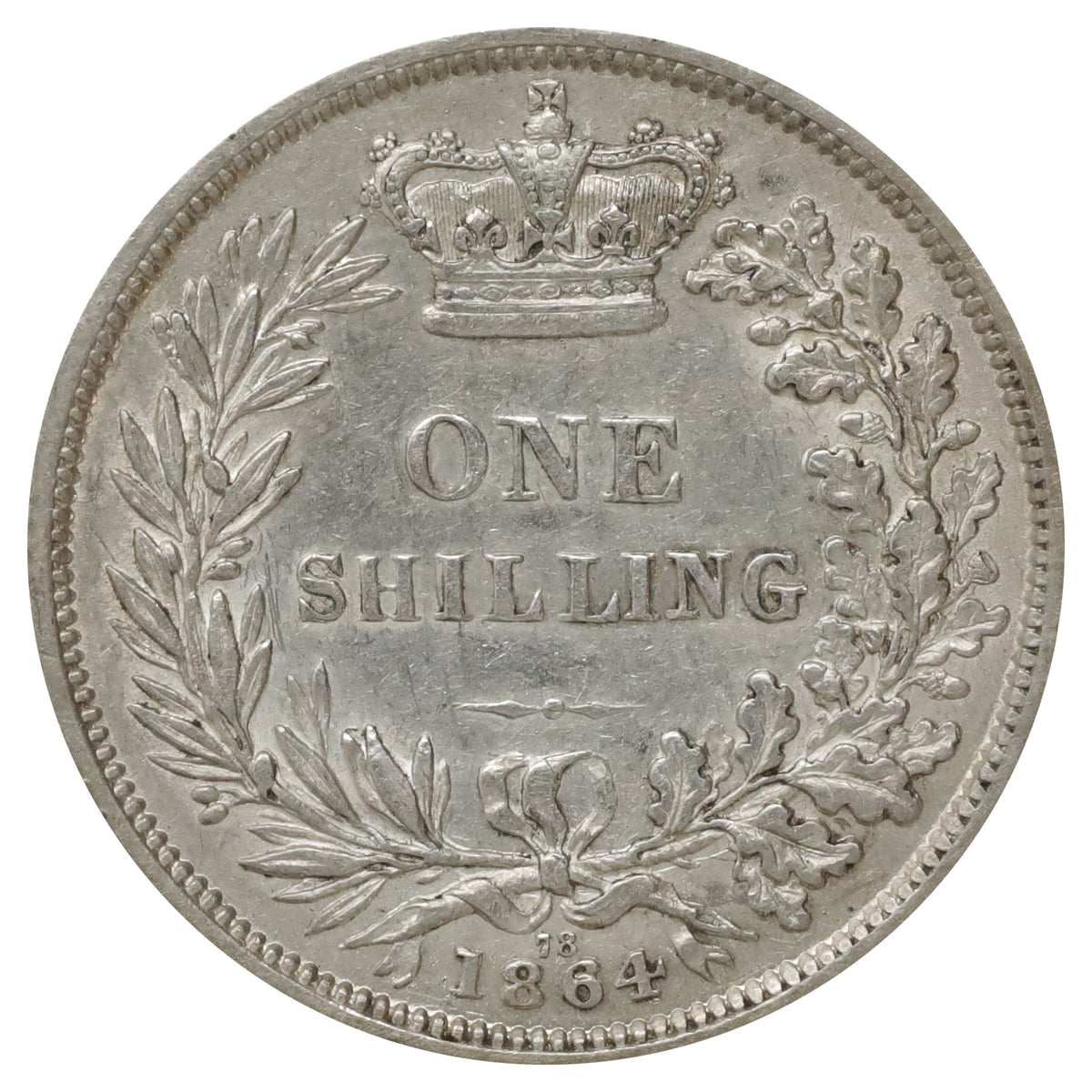 Great Britain 1864 Shilling EF-AU (EF45)