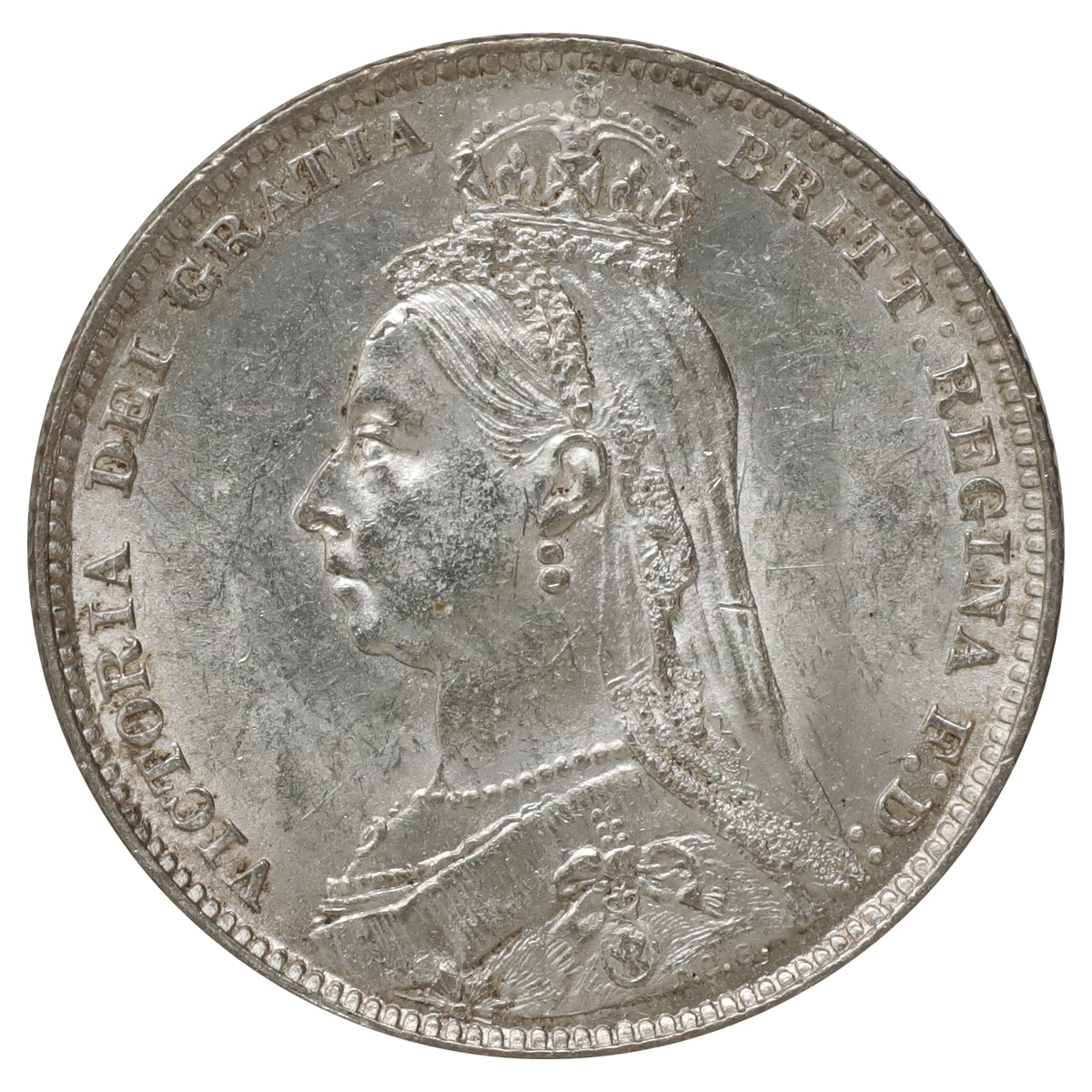 Great Britain 1891 Shilling UNC+ (MS62)