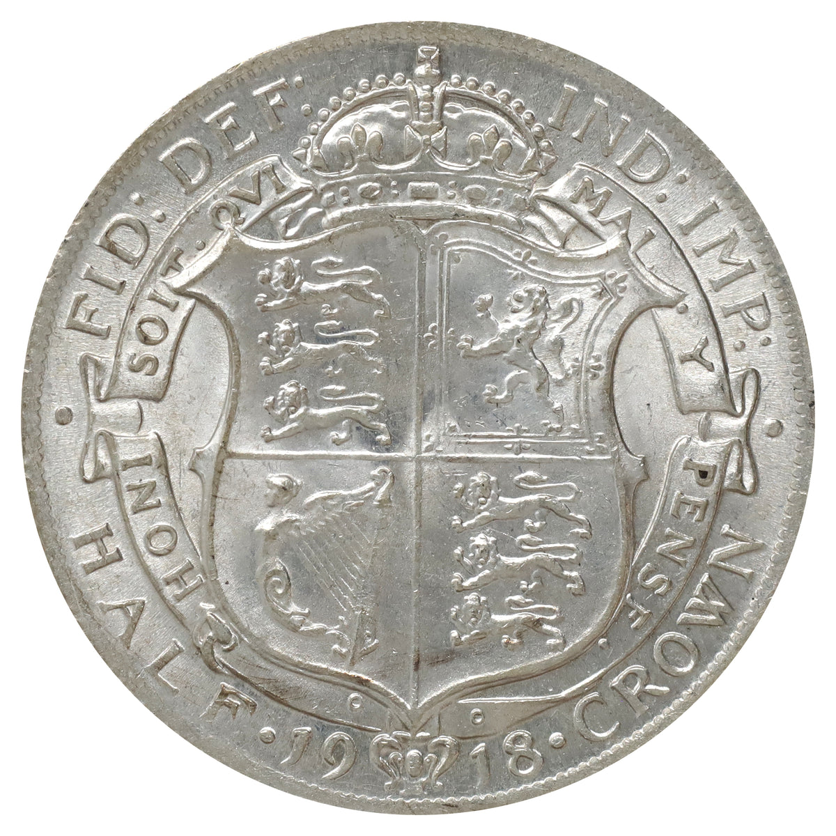 Great Britain 1918 1/2 Crown UNC+ (MS62)