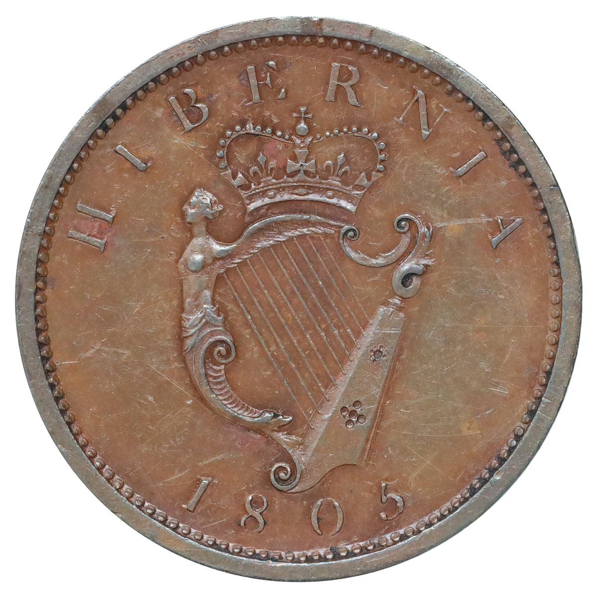Ireland 1805 George III Penny AU-UNC (AU55)
