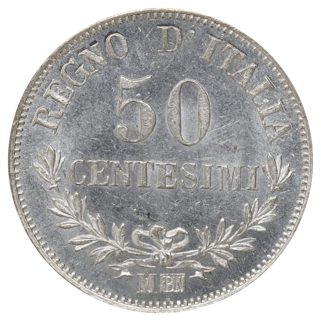 Italy 1867MBN 50 Centesimi Brilliant Uncirculated (MS63)