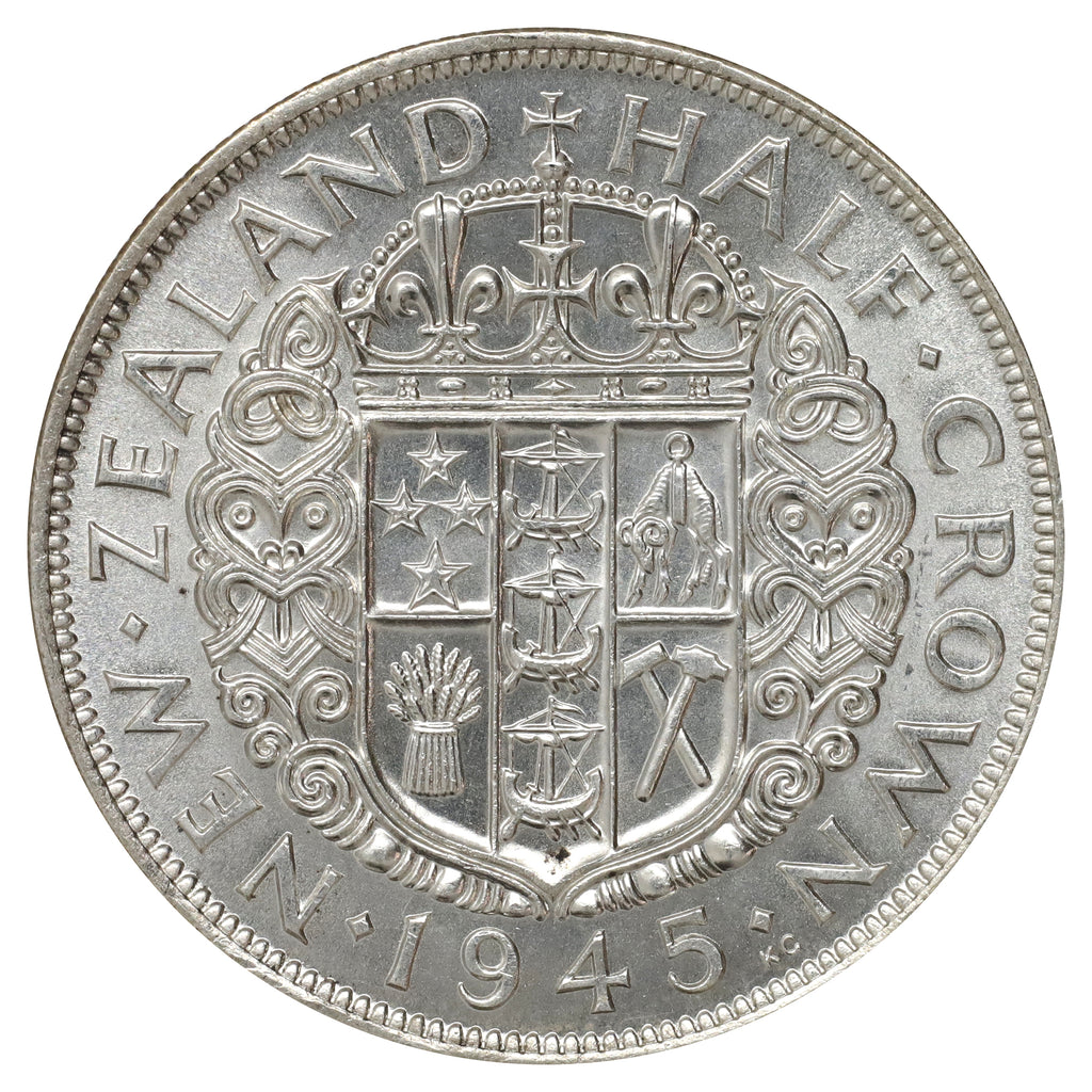 New Zealand 1945 1/2 Crown Brilliant Uncirculated (MS63)