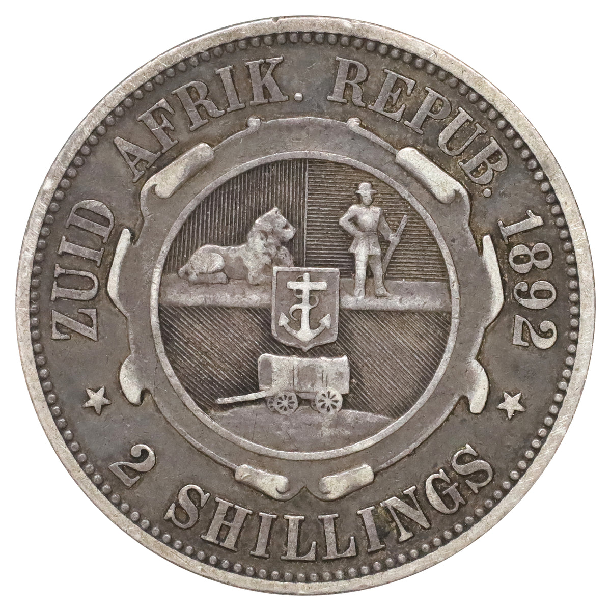 South Africa 1892 2 Shillings F-VF (F15) $