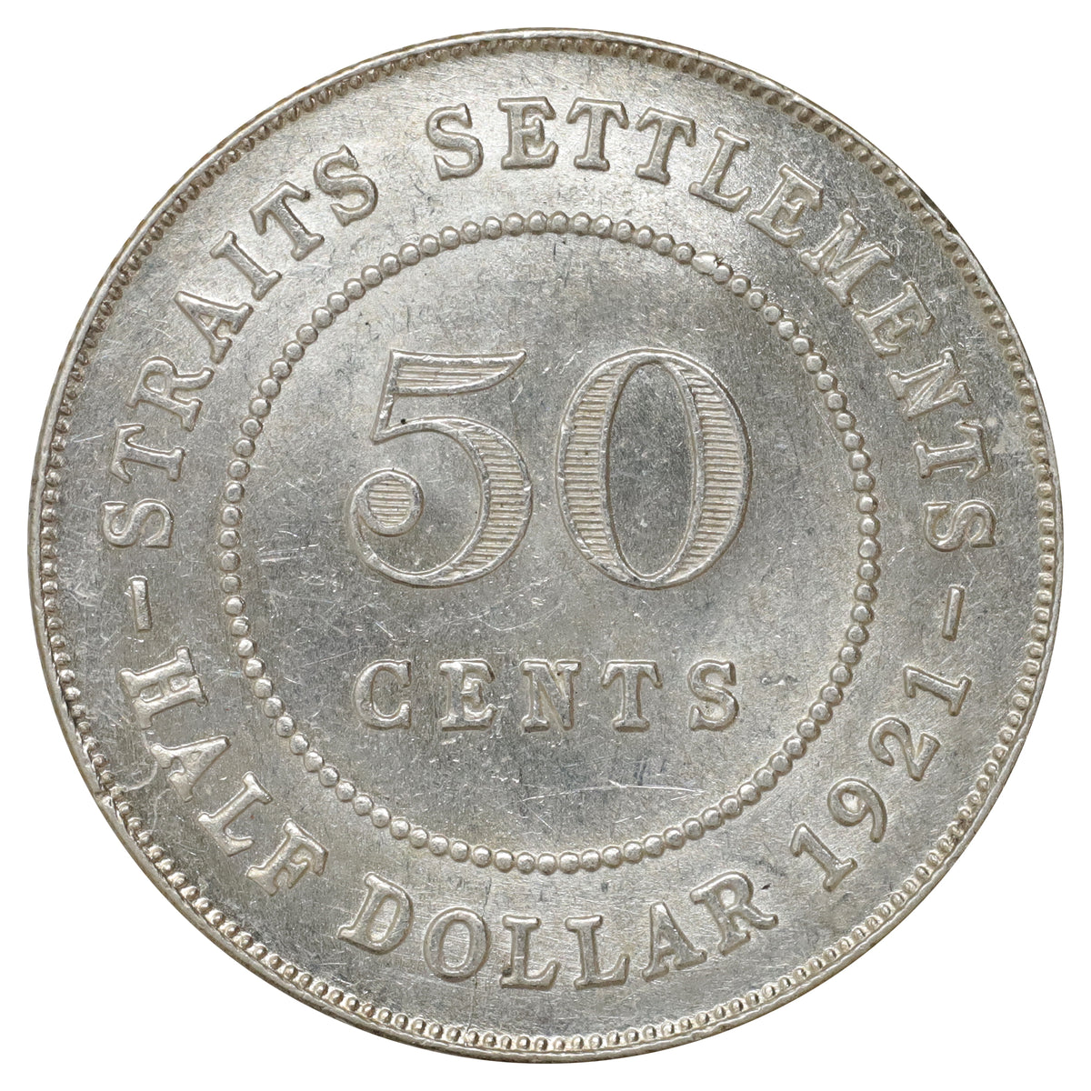 Straits Settlements 1921 50 Cents UNC+ (MS62) $