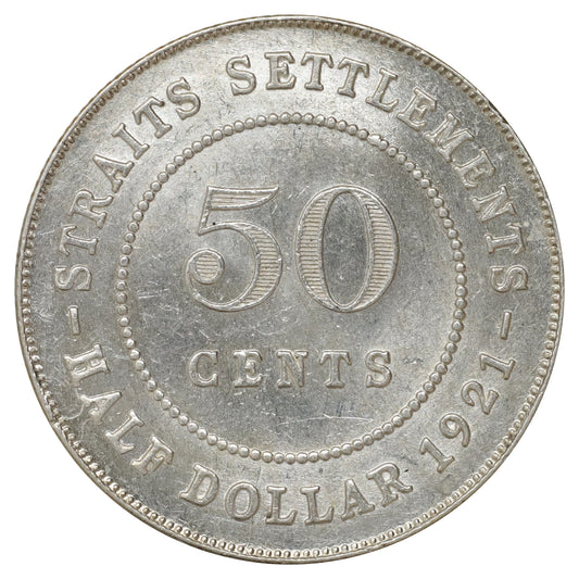 Straits Settlements 1921 50 Cents UNC+ (MS62) $